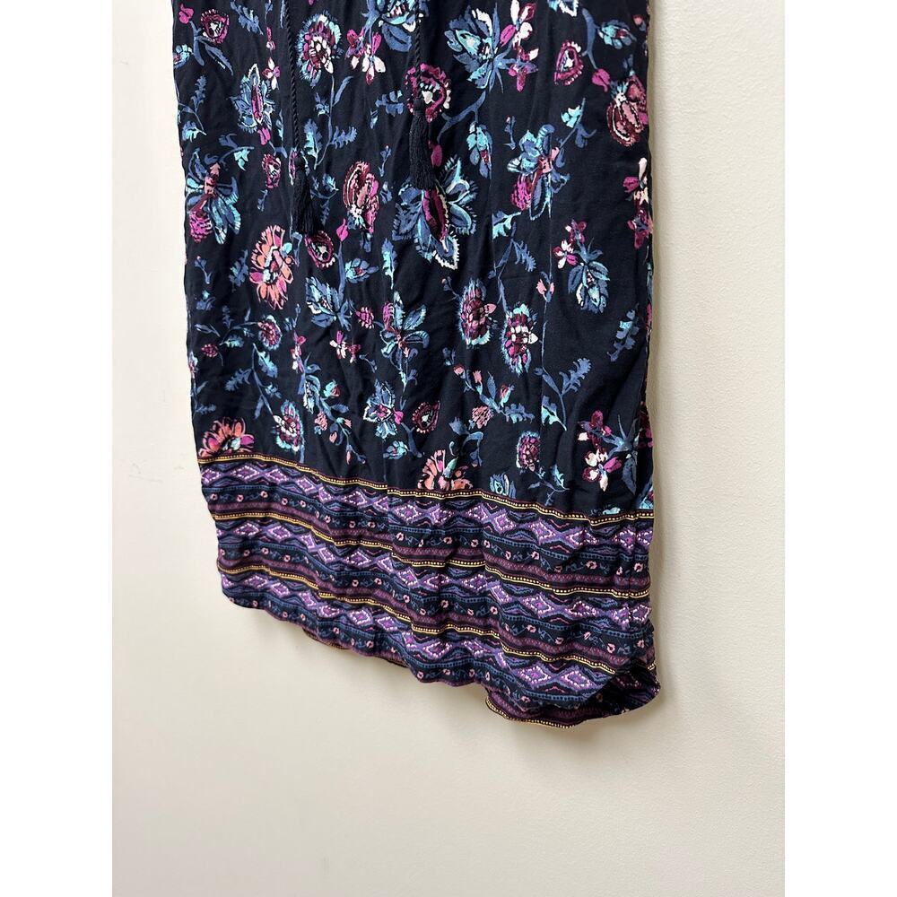 BeachLunchLounge Black Multi Kayla Tassel Floral Shift Tank Mini Dress Size S - Picture 4 of 10